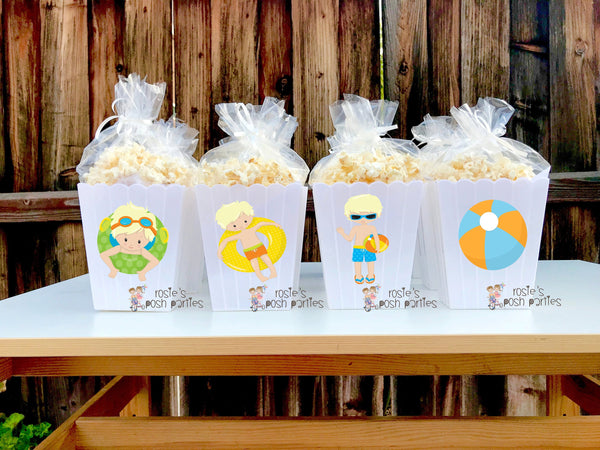 Pool Party birthday bash party Favor centerpiece Summer Pool Party decoration Summer birthday Pool Party Bash Popcorn favors Boxes SET OF 12