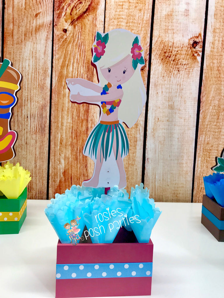 PIMXL 33 Pezzi Decorazioni Festa, Decori Per Feste Luau Hawaiane, Una Combinaison Di Centrotavola A Nido D'Ape E Topper Per Cupcake, Centrotavola Hawaiani A Nido D'Ape Per Decorazioni Per Feste Estive