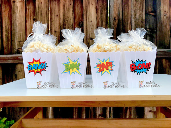 Super Heroes bash party Favor centerpiece Heroes Cape Party decoration Super Heroes Birthday Heroes Cape Popcorn favors Boxes SET OF 12