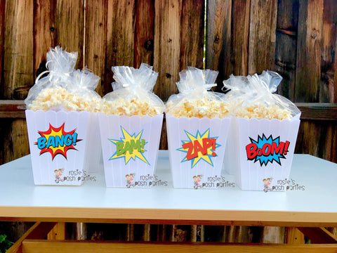 Super Heroes bash party Favor centerpiece Heroes Cape Party decoration Super Heroes Birthday Heroes Cape Popcorn favors Boxes SET OF 12
