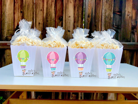 Hot Air Balloon Theme | Balloon Birthday Popcorn Bin Favors | Hot Air Balloon Party Decoration SET OF 12