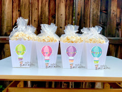 Hot Air Balloon Theme | Balloon Birthday Popcorn Bin Favors | Hot Air Balloon Party Decoration SET OF 12