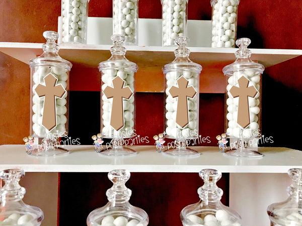 Baptism Religious Celebration Holy Cross Apothecary party Favor party decoration Holy Party Favor Apothecary Jar Favors Party SET OF 12