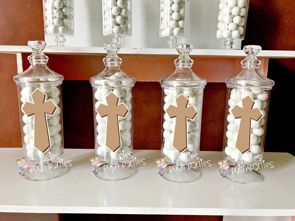 Baptism Religious Celebration Holy Cross Apothecary party Favor party decoration Holy Party Favor Apothecary Jar Favors Party SET OF 12
