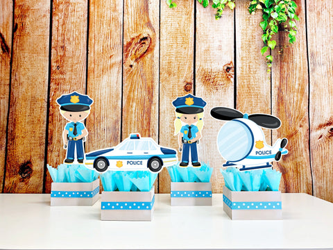 Cops Theme Birthday Centerpiece Decoration Cops Theme Birthday Decoration Police Theme Police Party Theme Decor Police Birthday SET OF 4