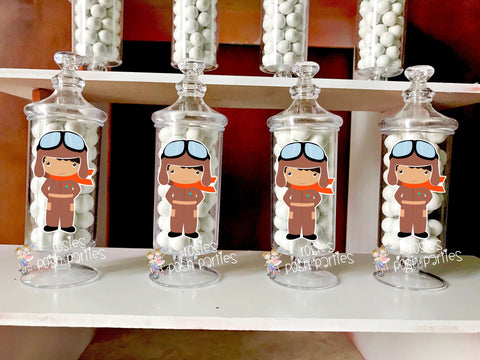Airplane Birthday Pilot Apothecary Favor party decoration Pilot Airplane Theme Favor Apothecary Jar Favors Party SET OF 12