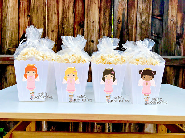 Baptism Religious Celebration party Angel Girl Baptism Favor Angel Popcorn party decoration Holy Party Favor Popcorn favor Bautizo SET OF 12