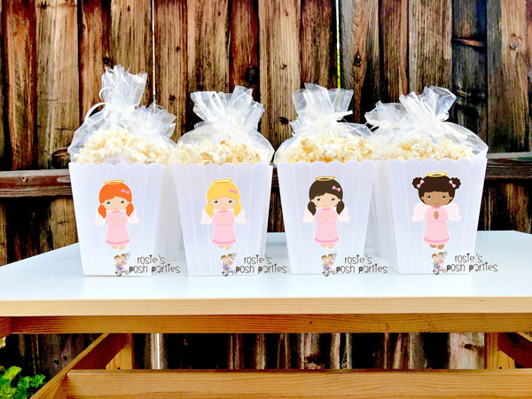 Baptism Religious Celebration party Angel Girl Baptism Favor Angel Popcorn party decoration Holy Party Favor Popcorn favor Bautizo SET OF 12