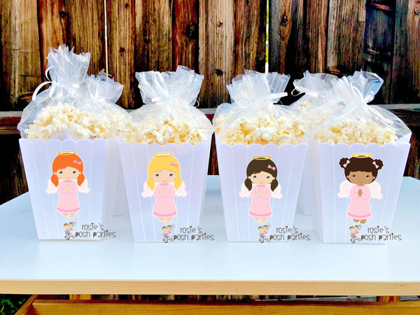 Baptism Religious Celebration party Angel Girl Baptism Favor Angel Popcorn party decoration Holy Party Favor Popcorn favor Bautizo SET OF 12