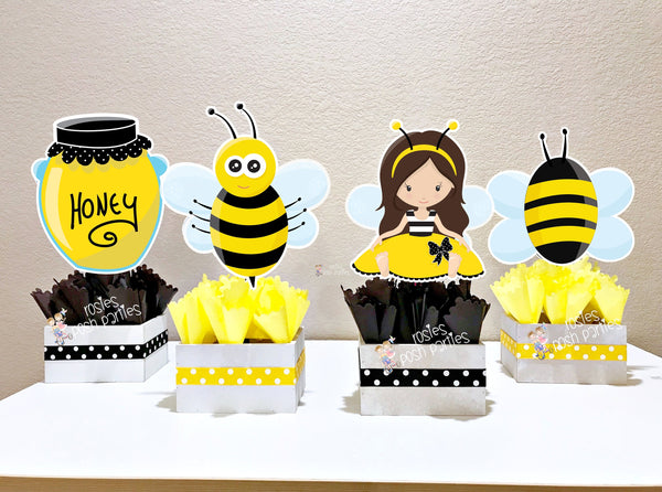 Bumble Bee Baby Shower Birthday Party centerpiece theme 1st birthday, Bumble Bee Theme Party Centerpiece Decoration Bumble Bee SET OF 4