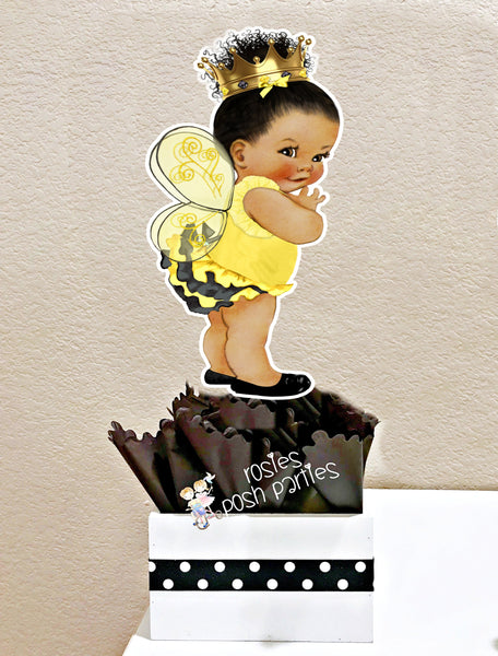 Queen Bee Yellow Black Gold Crown Wings Theme Baby Shower Birthday centerpiece Bumble Bee Theme Baby Shower Queen Bee Theme Party INDIVIDUAL