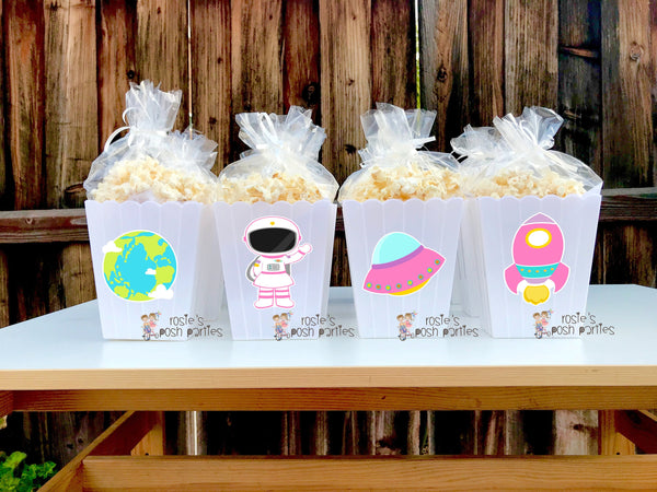Blast Off Outer Space birthday party Popcorn Favor Bins decoration birthday Outer Space Popcorn Favor Popcorn favor Boxes Party SET OF 12