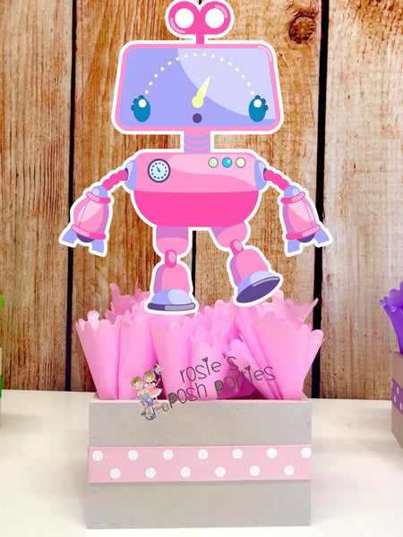 Girl Robot Theme Birthday | Its a Robot Girl Baby Shower Party Centerpiece Decoration | Robot Theme Party Centerpiece Table Decor INDIVIDUAL