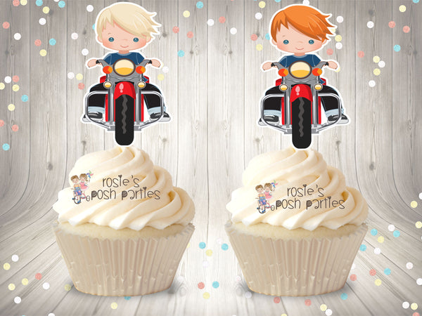 Motorcycle Theme Party Cupcake Decoration | Biker Baby Shower | Motorcycle Theme | Biker Baby Shower Decoration | Motor Cross Cupcake Favors