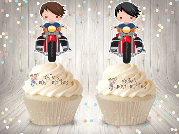 Motorcycle Theme Party Cupcake Decoration | Biker Baby Shower | Motorcycle Theme | Biker Baby Shower Decoration | Motor Cross Cupcake Favors