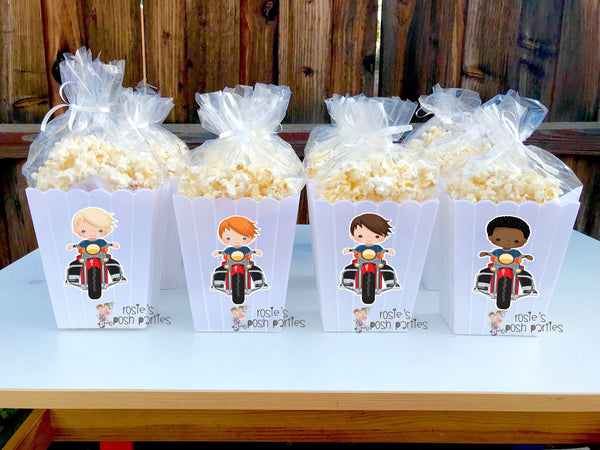 Motorcycle Theme Party Popcorn Favor | Motorcycle Baby Shower | Motorcycle Theme | Baby Shower Decoration | Motor Cross Popcorn SET OF 12