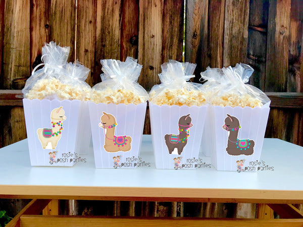 Llama costume birthday party Favor centerpiece Llama party decoration birthday Favor Popcorn favor Boxes Llama Party Theme Party SET OF 12