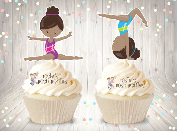 Gymnast Theme Birthday | Gymnast Cupcake Topper | Acrobatics Gymnast Cupcake Topper | Gymnast Party Favor Decoration Gym SET OF 12
