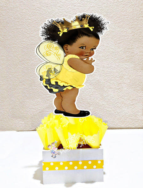 Queen Bee Yellow Black Gold Crown Wings Theme Baby Shower Birthday centerpiece Bumble Bee Theme Baby Shower Queen Bee Theme Party INDIVIDUAL