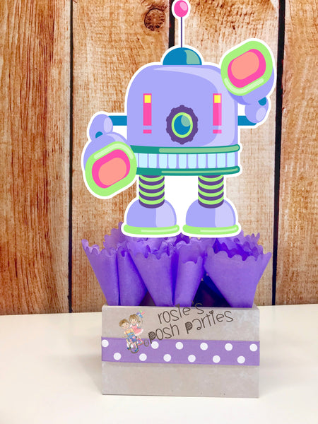 Girl Robot Theme Birthday | Its a Robot Girl Baby Shower Party Centerpiece Decoration | Robot Theme Party Centerpiece Table Decor INDIVIDUAL