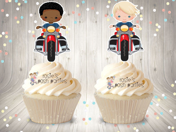 Motorcycle Theme Party Cupcake Decoration | Biker Baby Shower | Motorcycle Theme | Biker Baby Shower Decoration | Motor Cross Cupcake Favors