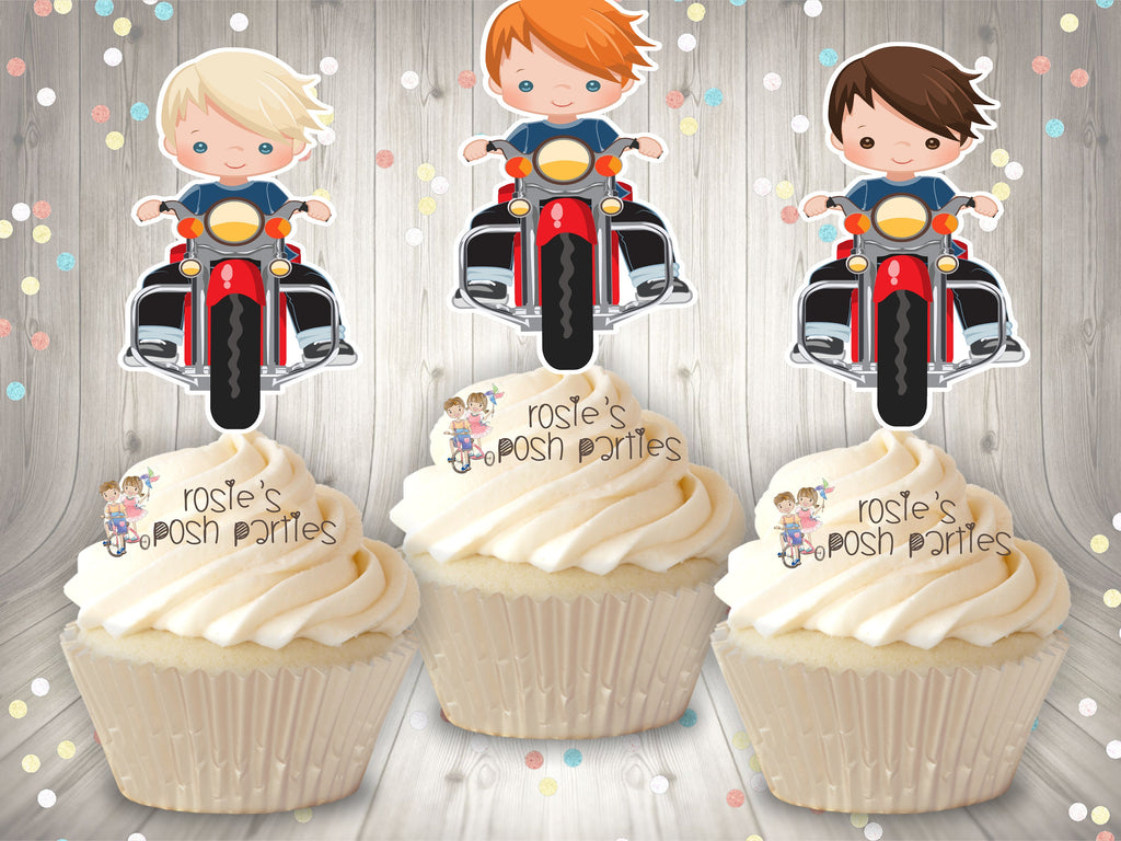 Motorcycle Theme Party Cupcake Decoration | Biker Baby Shower | Motorcycle Theme | Biker Baby Shower Decoration | Motor Cross Cupcake Favors