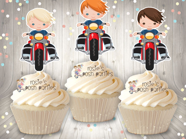 Motorcycle Theme Party Cupcake Decoration | Biker Baby Shower | Motorcycle Theme | Biker Baby Shower Decoration | Motor Cross Cupcake Favors