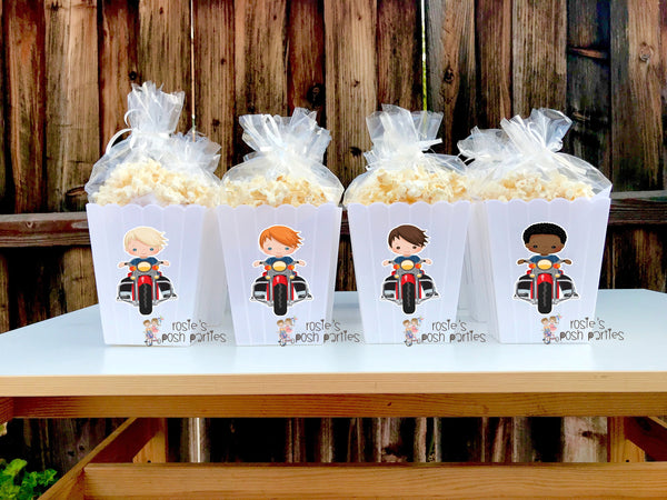 Motorcycle Theme Party Popcorn Favor | Motorcycle Baby Shower | Motorcycle Theme | Baby Shower Decoration | Motor Cross Popcorn SET OF 12