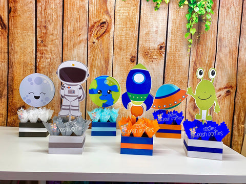 Outer Space Blast Off Centerpiece Decoration Spaceship Outer Planets Astronauts birthday party guest table centerpiece INDIVIDUAL