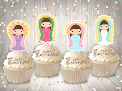 Virgin Mary Virgencita de Guadalupe Religious Decoration 1st Communion Baptism Wedding Virgencita Plis Please Theme Cupcake Toppers