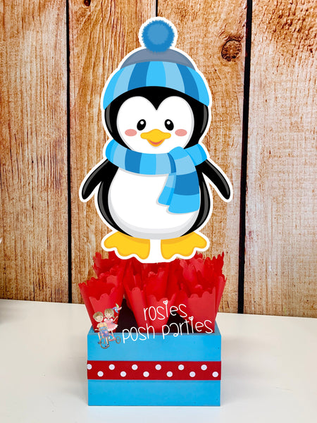Penguin Birthday Theme | Winter Wonderland Centerpieces | Penguin Theme Party | Winter Penguin Snowmen Birthday Baby Shower Theme INDIVIDUAL