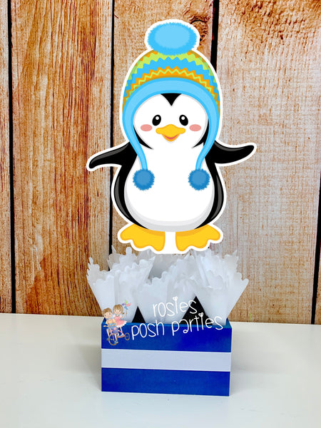 Penguin Birthday Theme | Winter Wonderland Centerpieces | Penguin Theme Party | Winter Penguin Snowmen Birthday Baby Shower Theme INDIVIDUAL