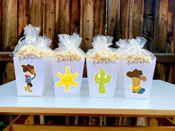 Cowboy Western birthday bash party Favor centerpiece Cowboy Sheriff Baby Shower decoration birthday Cowboy Popcorn favor Boxes SET OF 12