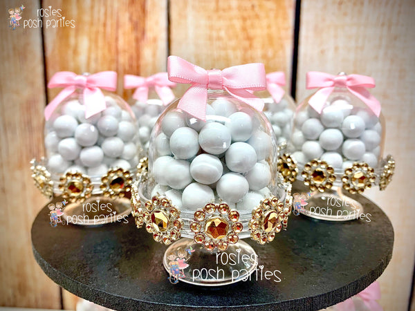 Royal Princess Favors | Cloche Dome Favors | Wedding Favors | Cloche Plastic Dome Favor | Cloche Dome Decoration | Dome Favors | SET OF 12