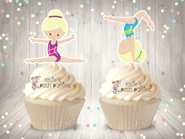 gymnast birthday theme cupcake topper favor decoration