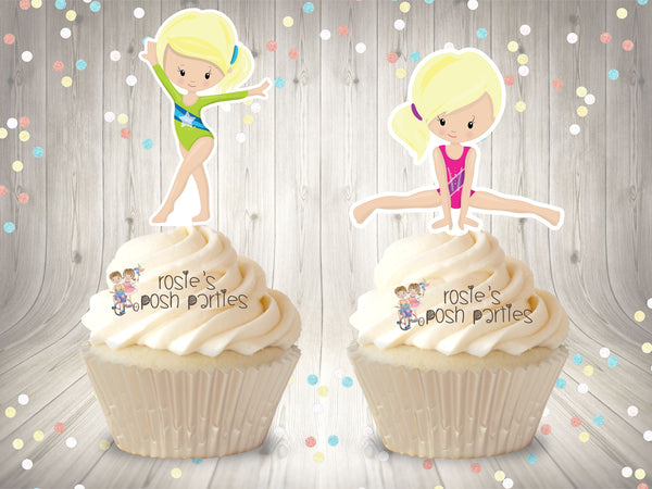 gymnast birthday theme cupcake topper favor decoration
