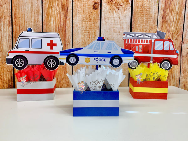 First Responder Birthday Theme | First Responder Party Decoration | Fire Truck Party | Police Birthday | Ambulance Decoration SET OF 3