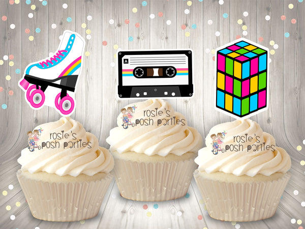 I love 80s Theme Birthday Cupcake Favor | I Love 80s Theme | 80s Cupcake Topper Favor | I love 80s Party | 80s Theme | Party Favor SET OF 12