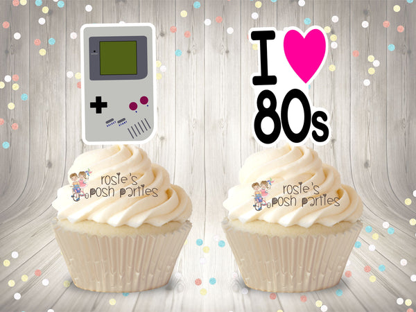 I love 80s Theme Birthday Cupcake Favor | I Love 80s Theme | 80s Cupcake Topper Favor | I love 80s Party | 80s Theme | Party Favor SET OF 12