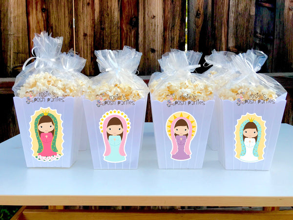 Lady of Guadalupe Virgen de Guadalupe birthday party Favor Virgen de Guadalupe Baby Shower decoration birthday Popcorn favors SET OF 12