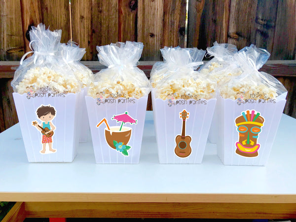 Luau Hawaiian birthday party Favor centerpiece Luau party decoration birthday Little Hawaiian Favor Popcorn favor Boxes Party SET OF 12