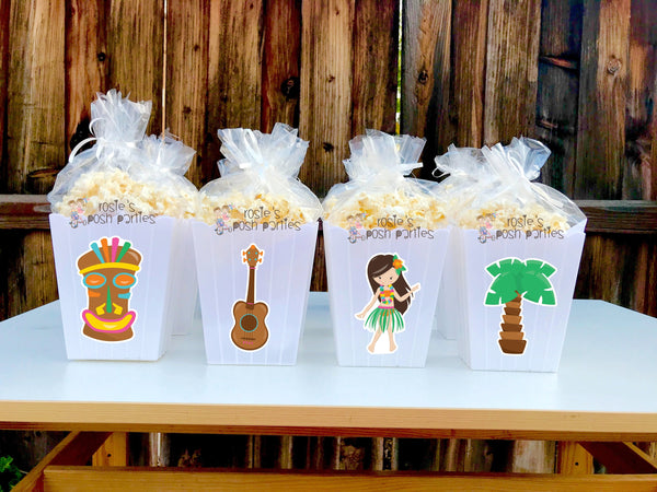 Luau Hawaiian birthday party Favor centerpiece Luau party decoration birthday Little Hawaiian Favor Popcorn favor Boxes Party SET OF 12