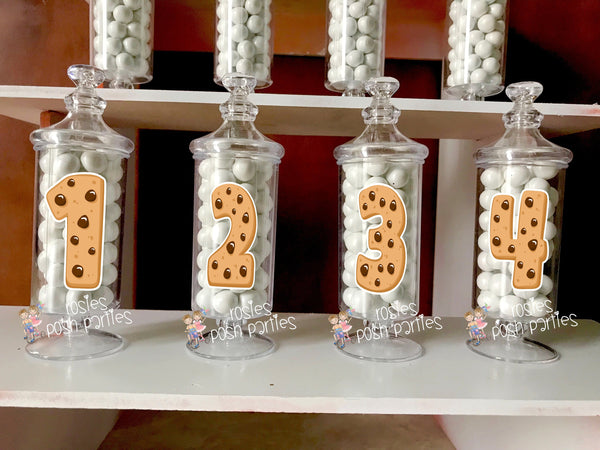Cookies and Milk Theme Birthday party Apothecary Favor Jar Cookies and Milk Party Cookie Milk centerpiece Party decoration favors SET OF 12