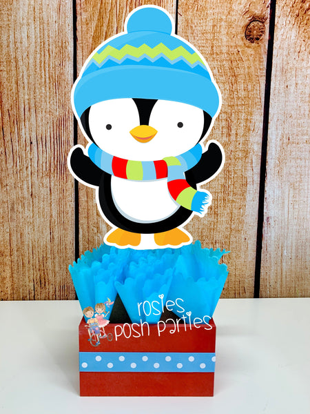 Penguin Birthday Theme | Winter Wonderland Centerpieces | Penguin Theme Party | Winter Penguin Snowmen Birthday Baby Shower Theme INDIVIDUAL