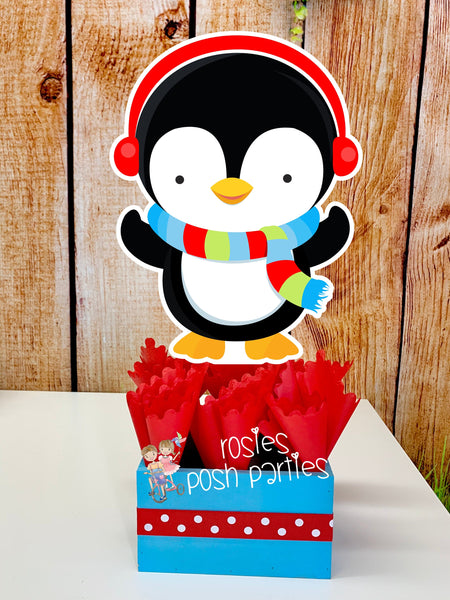 Penguin Birthday Theme | Winter Wonderland Centerpieces | Penguin Theme Party | Winter Penguin Snowmen Birthday Baby Shower Theme INDIVIDUAL
