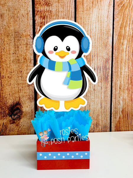 Penguin Birthday Theme | Winter Wonderland Centerpieces | Penguin Theme Party | Winter Penguin Snowmen Birthday Baby Shower Theme INDIVIDUAL