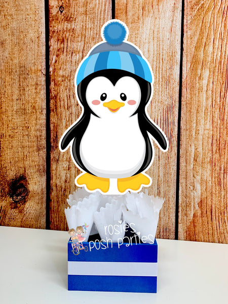 Penguin Birthday Theme | Winter Wonderland Centerpieces | Penguin Theme Party | Winter Penguin Snowmen Birthday Baby Shower Theme INDIVIDUAL