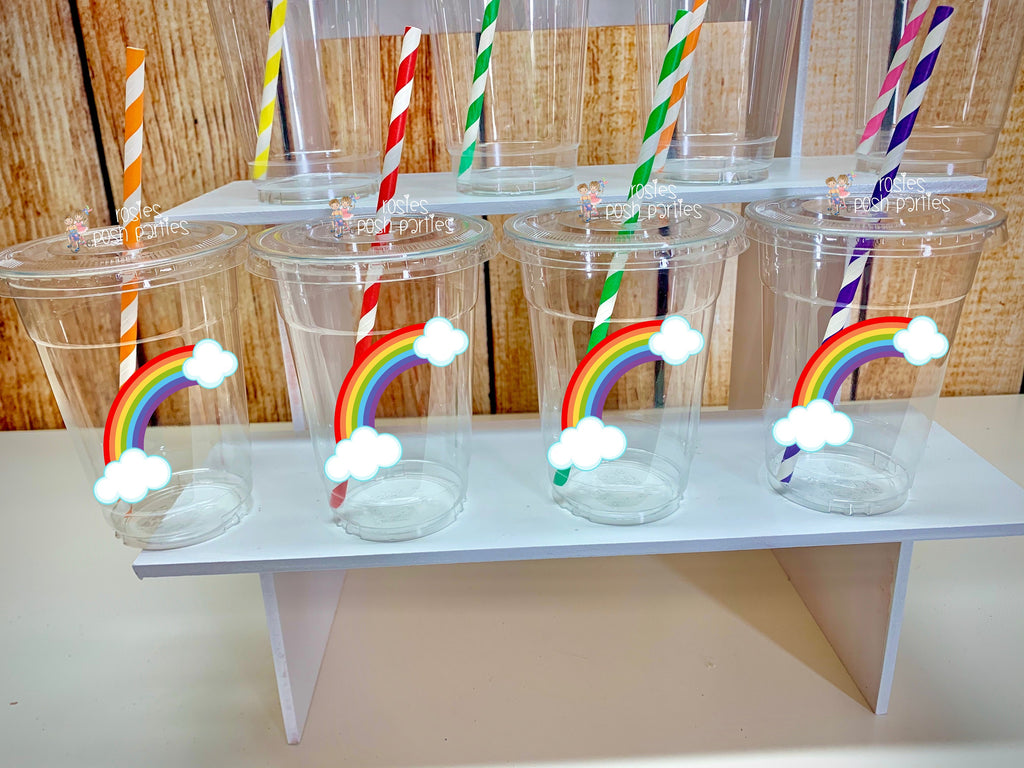 Rainbow Party Favors - Plastic Rainbow Shaped Cups With Lids and Straw –  Home & Hoopla