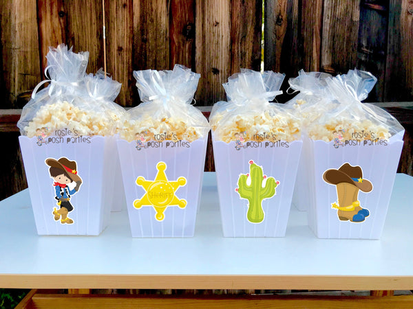 Cowboy Western birthday bash party Favor centerpiece Cowboy Sheriff Baby Shower decoration birthday Cowboy Popcorn favor Boxes SET OF 12