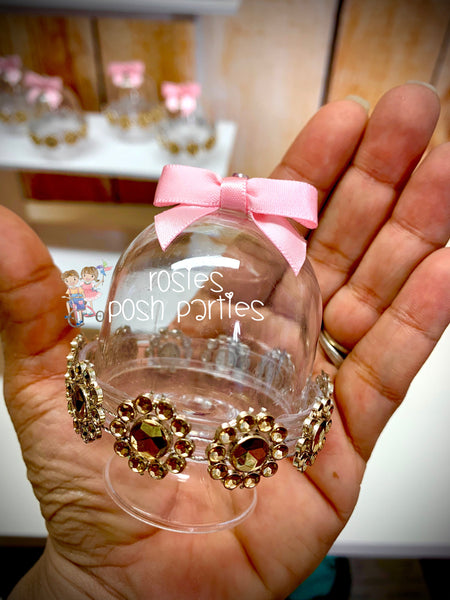 Royal Princess Favors | Cloche Dome Favors | Wedding Favors | Cloche Plastic Dome Favor | Cloche Dome Decoration | Dome Favors | SET OF 12